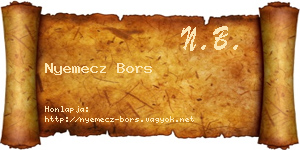 Nyemecz Bors névjegykártya